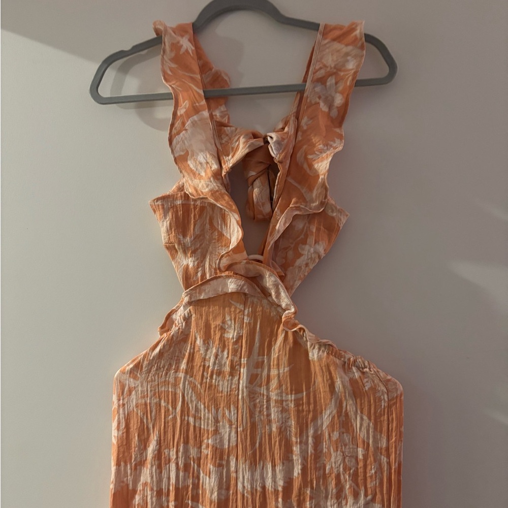 Elegant Orange Floral Women's Dress